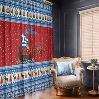 Greece Viking Santa Christmas Window Curtain Funny Reindeer Norse Xmas - Wonder Print Shop