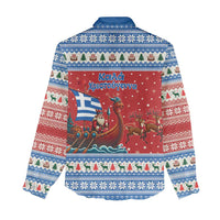 Greece Viking Santa Christmas Women Casual Shirt Funny Reindeer Norse Xmas - Wonder Print Shop