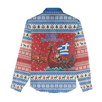 Greece Viking Santa Christmas Women Casual Shirt Funny Reindeer Norse Xmas - Wonder Print Shop