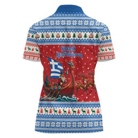 Greece Viking Santa Christmas Women Polo Shirt Funny Reindeer Norse Xmas - Wonder Print Shop