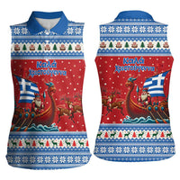 Greece Viking Santa Christmas Women Sleeveless Polo Shirt Funny Reindeer Norse Xmas - Wonder Print Shop