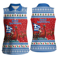 Greece Viking Santa Christmas Women Sleeveless Polo Shirt Funny Reindeer Norse Xmas - Wonder Print Shop