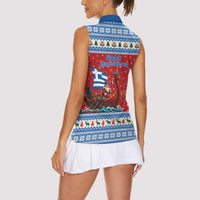 Greece Viking Santa Christmas Women Sleeveless Polo Shirt Funny Reindeer Norse Xmas - Wonder Print Shop