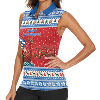 Greece Viking Santa Christmas Women Sleeveless Polo Shirt Funny Reindeer Norse Xmas - Wonder Print Shop