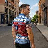Greece Viking Santa Christmas Zipper Polo Shirt Funny Reindeer Norse Xmas - Wonder Print Shop