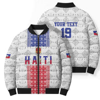 Custom Haiti Football Bomber Puffer Jacket National Flag Design - Wonder Print Shop