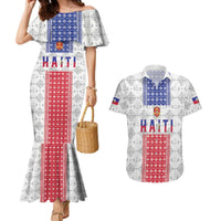 Custom Haiti Football Couples Matching Mermaid Dress and Hawaiian Shirt National Flag Design - Wonder Print Shop