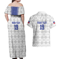 Custom Haiti Football Couples Matching Off Shoulder Maxi Dress and Hawaiian Shirt National Flag Design - Wonder Print Shop