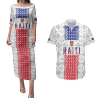 Custom Haiti Football Couples Matching Puletasi and Hawaiian Shirt National Flag Design - Wonder Print Shop