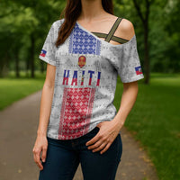 Custom Haiti Football Cross Shoulder Shirt National Flag Design - Wonder Print Shop