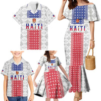 Custom Haiti Football Family Matching Mermaid Dress and Hawaiian Shirt National Flag Design - Wonder Print Shop