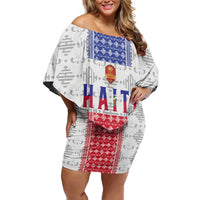 Custom Haiti Football Family Matching Off Shoulder Short Dress and Hawaiian Shirt National Flag Design - Wonder Print Shop