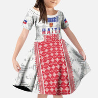Custom Haiti Football Family Matching Puletasi and Hawaiian Shirt National Flag Design - Wonder Print Shop