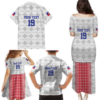 Custom Haiti Football Family Matching Puletasi and Hawaiian Shirt National Flag Design - Wonder Print Shop