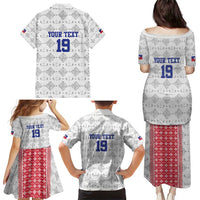 Custom Haiti Football Family Matching Puletasi and Hawaiian Shirt National Flag Design - Wonder Print Shop