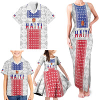 Custom Haiti Football Family Matching Tank Maxi Dress and Hawaiian Shirt National Flag Design - Wonder Print Shop