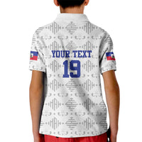 Custom Haiti Football Kid Polo Shirt National Flag Design - Wonder Print Shop