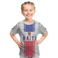 Custom Haiti Football Kid T Shirt National Flag Design - Wonder Print Shop