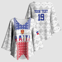 Custom Haiti Football Kimono Sleeve Blouse National Flag Design - Wonder Print Shop