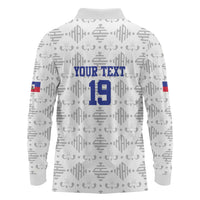 Custom Haiti Football Long Sleeve Polo Shirt National Flag Design - Wonder Print Shop