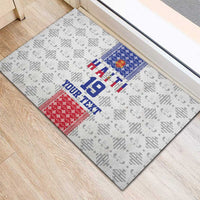 Custom Haiti Football Rubber Doormat National Flag Design - Wonder Print Shop
