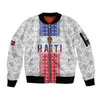 Custom Haiti Football Sleeve Zip Bomber Jacket National Flag Design - Wonder Print Shop