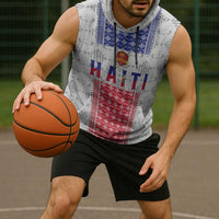 Custom Haiti Football Sleeveless Hoodie National Flag Design - Wonder Print Shop