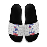 Custom Haiti Football Slide Sandals National Flag Design - Wonder Print Shop