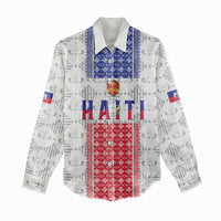 Custom Haiti Football Women Casual Shirt National Flag Design - Wonder Print Shop