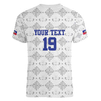 Custom Haiti Football Women V-Neck T-Shirt National Flag Design - Wonder Print Shop