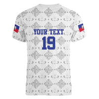 Custom Haiti Football Women V-Neck T-Shirt National Flag Design - Wonder Print Shop