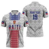 Custom Haiti Football Zipper Polo Shirt National Flag Design - Wonder Print Shop