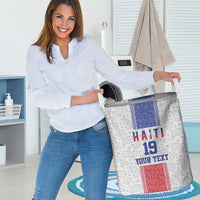 Custom Haiti Football Laundry Basket Paisley Flag Pattern Design - Wonder Print Shop