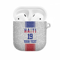 Custom Haiti Football AirPods Case Paisley Flag Pattern Design - Wonder Print Shop