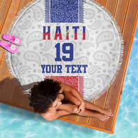 Custom Haiti Football Beach Blanket Paisley Flag Pattern Design - Wonder Print Shop