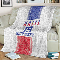 Custom Haiti Football Blanket Paisley Flag Pattern Design - Wonder Print Shop