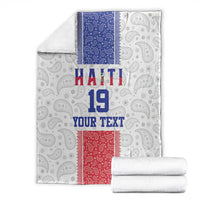 Custom Haiti Football Blanket Paisley Flag Pattern Design - Wonder Print Shop