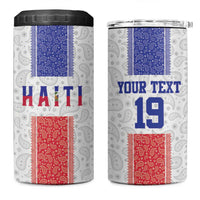 Custom Haiti Football 4 in 1 Can Cooler Tumbler Paisley Flag Pattern Design - Wonder Print Shop