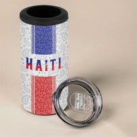Custom Haiti Football 4 in 1 Can Cooler Tumbler Paisley Flag Pattern Design - Wonder Print Shop