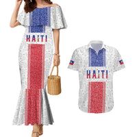 Custom Haiti Football Couples Matching Mermaid Dress and Hawaiian Shirt Paisley Flag Pattern Design - Wonder Print Shop