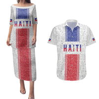Custom Haiti Football Couples Matching Puletasi and Hawaiian Shirt Paisley Flag Pattern Design - Wonder Print Shop
