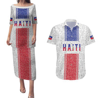 Custom Haiti Football Couples Matching Puletasi and Hawaiian Shirt Paisley Flag Pattern Design - Wonder Print Shop