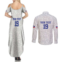 Custom Haiti Football Couples Matching Summer Maxi Dress and Long Sleeve Button Shirt Paisley Flag Pattern Design - Wonder Print Shop