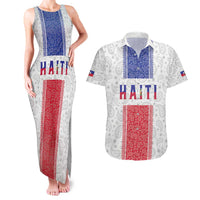 Custom Haiti Football Couples Matching Tank Maxi Dress and Hawaiian Shirt Paisley Flag Pattern Design - Wonder Print Shop