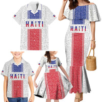 Custom Haiti Football Family Matching Mermaid Dress and Hawaiian Shirt Paisley Flag Pattern Design - Wonder Print Shop