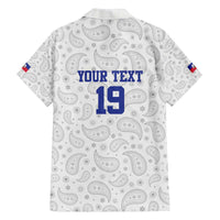 Custom Haiti Football Family Matching Off The Shoulder Long Sleeve Dress and Hawaiian Shirt Paisley Flag Pattern Design - Wonder Print Shop