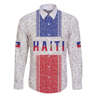 Custom Haiti Football Family Matching Off The Shoulder Long Sleeve Dress and Hawaiian Shirt Paisley Flag Pattern Design - Wonder Print Shop