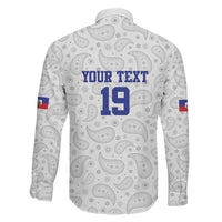 Custom Haiti Football Family Matching Off The Shoulder Long Sleeve Dress and Hawaiian Shirt Paisley Flag Pattern Design - Wonder Print Shop