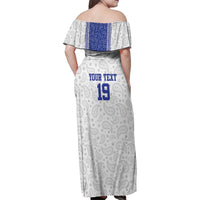 Custom Haiti Football Family Matching Off Shoulder Maxi Dress and Hawaiian Shirt Paisley Flag Pattern Design - Wonder Print Shop