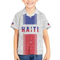 Custom Haiti Football Family Matching Off Shoulder Maxi Dress and Hawaiian Shirt Paisley Flag Pattern Design - Wonder Print Shop
